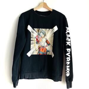Black Pyramid Crewneck pullover sweatshirt long sleeve black with space girl
